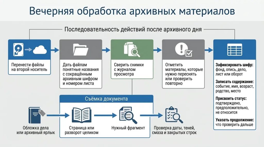 Вечерняя обработка архивных материалов